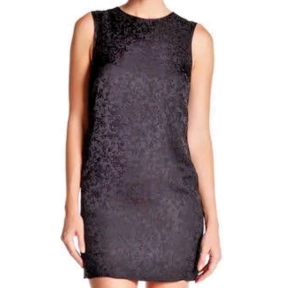 Theory Adraya Jacquard Shift Dress Sz 10 Lined Black LBD